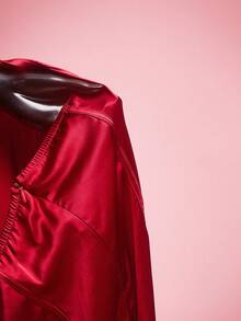 SHEIN ICON Plus-Size Women's Retro Sexy Fashion Bold Millennial Style Y2K Party Dress, Perfect For Parties, Banquets, And Valentine's Day. Elegant And Gorgeous Red Satin Mini Dress With Cross-Pleats At The Chest - Red - View 10