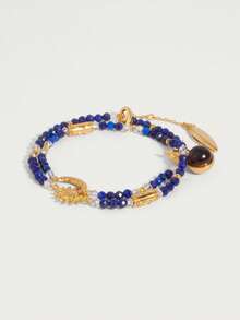 Glisma 18kWomen Chain Bracelets,Outfits,Gothic/Goth,Old Money,Fall/Autumn/Winter,For Mom/Women/Girl/Mother,Premium,Vintage,Crystals,Layered - 寶藍色 - 查看 2