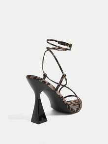 CUCCOO SZL Leopard Print Buckle Casual Versatile Women Heeled Sandals Valentine's Day