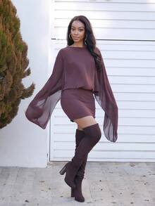 Yess Loren 船领袖迷你连衣裙度假夏季垂坠休闲波西米亚风优雅假日可爱性感度假伊比沙岛音乐节狂欢音乐会秋季婚礼嘉宾、优雅、生日、夜间外出、约会之夜万圣节派对秋季 - 棕色 - 查看 6