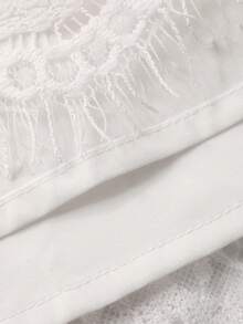 DAZY Girls (Small) Lace Korean Style Casual Round Neck Ruffle Trim Dress - White - View 6