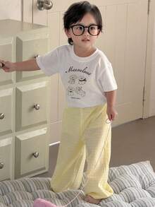 DAZY Toddler Boys' Cartoon Puppy Print Crew Neck 2 Pieces Pajama Set