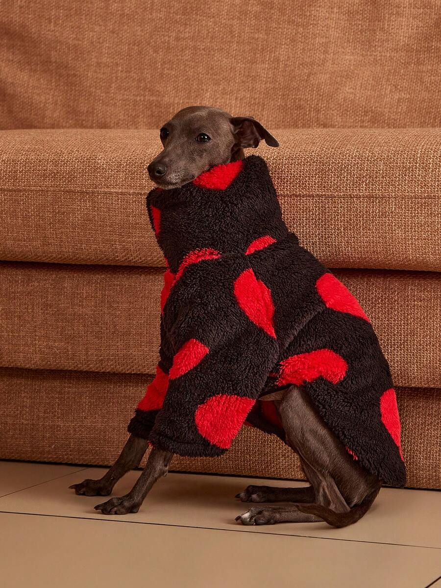 PETSIN Pawparrel 1pc Pet Autumn/Winter Double Sided Plush Elastic Comfortable Warm Fabric High Neck Dog Hoodie - Multicolor - View 1