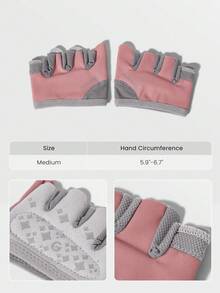 GLOWMODE Grip And Glow Sweat-Wicking Stretchy Non-Slip Rubber Mesh 4-Finger Training Gloves Gym Studio Yoga Workout Dumbbells Active Wear - Pink - View 6