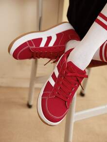 CUCCOO EASI 春秋时尚百搭厚底增高前系带女式休闲鞋防水桌鞋白色鞋 - 藍色 - 查看 7