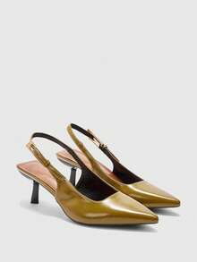 CUCCOO BIZCHIC Lemon Yellow Pointed Toe Stiletto Heel Fashionable Minimalist French Style Versatile Women High Heel Pumps, Spring/Autumn Valentine's Day - lime yellow - View 6