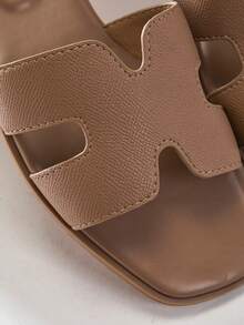 SHUZIA Sandal đế bằng dáng rộng thoải mái dành cho nữ, thích hợp mang hàng ngày, đi nghỉ mát. - Màu be - Xem 9