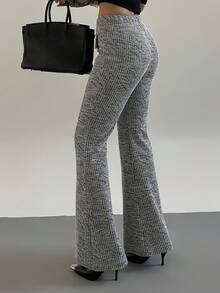 DAZY 女士时尚优雅喇叭裤，适合通勤 - 黑與白 - 查看 2