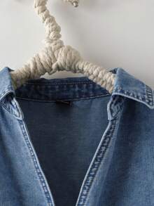 EMERY ROSE Women's Casual Batwing Sleeve Denim Blouse,Summer,Carnival,Beach,Party,Elegant Party Dress,Going Out,Summer,Valentine's Day, - Blue - View 4