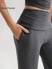 OutZeal Women Sports Pants Summer Daily Casual Soft Tencel Roll‑Down Waistband Flared Bottom - Dark Grey - View 4