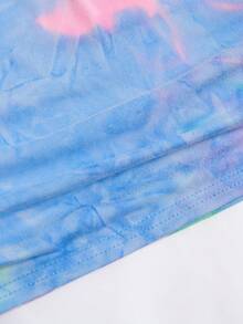 SHEIN 少女休闲街头风时尚扎染蝴蝶结印花T恤和打底裤两件套，百搭日常穿搭，Y2K风格 - 彩色 - 查看 8