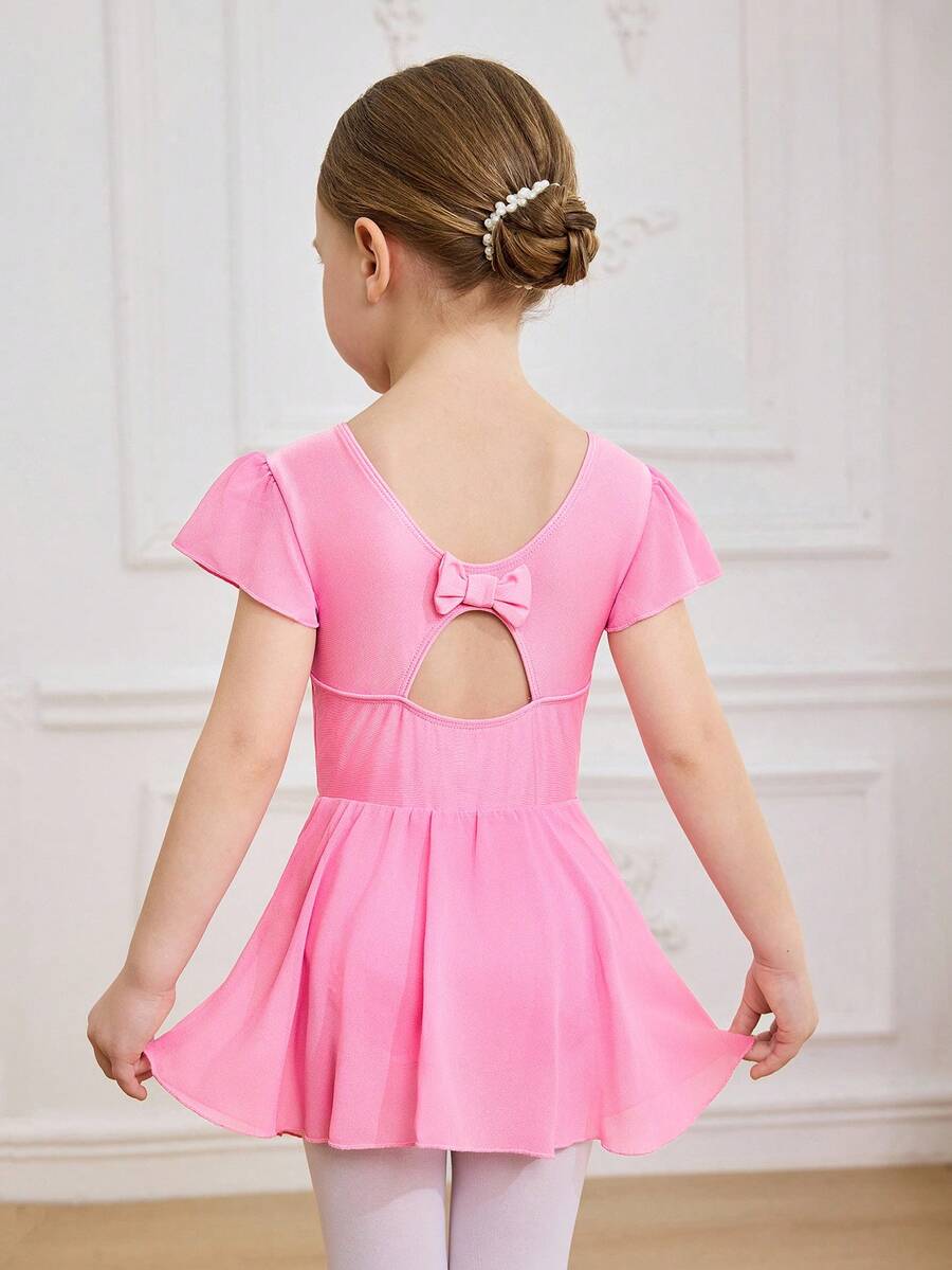 SHEIN Fashion Casual Everyday Pink Knit Jumpsuit Dancewear, Young Girl Backless Bow Tie Fitted Stretchy Soft Activewear Magenta Knit Dress, Go Out Dress - Pink - View 1