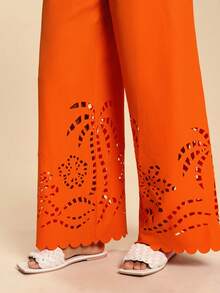 Pantalones casuales de estilo bohemio de verano para mujer, pantalones holgados y delgados a la moda para uso diario - Naranja - Ver 2