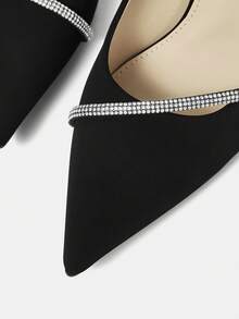 CUCCOO HITCHD 女士尖头水钻装饰日常百搭时尚高跟鞋 - 黑色 - 查看 10