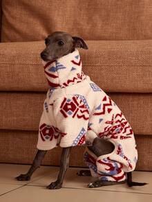 PETSIN Pawparrel 1pc Pet Autumn/Winter Fashion Double Sided Plush Warm And Elastic Comfortable Dog High Collar Jumpsuit