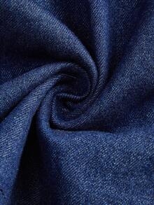 SHEIN MOD Women's Navy Off Shoulder Cinched Waist Denim Skater Dress, Suitable For Dates And Valentine's Day - Dark Wash - View 6