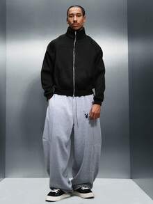 PLAYBOY X SUMWON Black Zip Up Sweatshirt With Large Bunny Graphic Back Print Full Zip Casual Streetwear Jacket