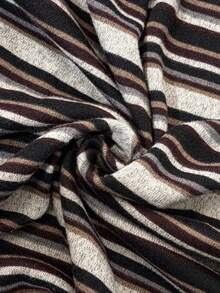 Elaquor Plus Size Vacation Color Block Striped Casual Summer Short T-Shirt - Multicolor - View 3