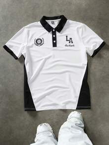 PAVTROS Men's Contrast Color Block Collar Short Sleeve Casual Summer Polo Shirt - White - View 1