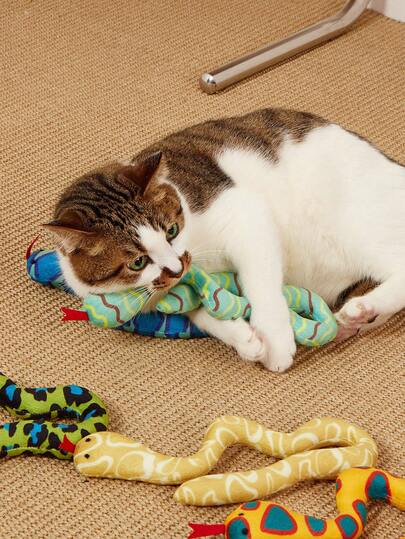 PETSIN 1pc Cat Teaser Wand Toy With 45cm Long Flexible Snake Body 2.5cm Thick Durable Bite Resistant Fabric Material Built-In 100% Natural Catnip For Boredom Relief Molar Care & Teeth Cleaning Features Soft Texture & Lightweight Design To Avoid Hurting Cats 6 Colorful Options Interactive Pet Toy For Indoor Kittens Adult Cats Daily Playtime Pet Bonding Sessions Cat Entertainment Supplies Catnip Toys For Cats