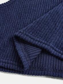 SHEIN Girlism 少女优雅翻领爱心纽扣针织罗纹无袖背心，夏季 - 藏蓝色 - 查看 4