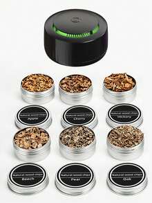 Teckwe 1 Stück Raucher mit 650mAh Akku 1 Set Cocktail Raucher Kit - 6 Geschmacksrichtungen Holzchips Infuser für Whiskey (durchschnittlich 18g pro Dose Material), Cocktails, Wein, Fleisch und Käse - perfektes Geschenk für Väter. Mehrfarbige Lichteffekte mit grün, blau, rot und hellblau wechselnden Modi (Hinweis: Die weiße Version zeigt aufgrund des helleren Materials eine leichte Lichtdurchlässigkeit) - Verschiedenfarbig - Übersicht 11