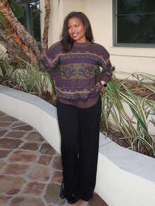 Tyla Gomez Geo Pattern Drop Shoulder Sweater, långärmade toppar - Multifärgad - Visa 5