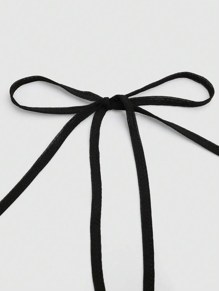 Sweetra Robe ajustée dos nu avec encolure drapée sexy style Y2K, boucle métallique, garniture plissée à volants, couleur unie - Noir - Voir 6