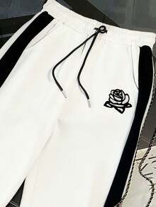 Franclia 常规款落肩连帽半拉链长袖卫衣 + 休闲抽绳九分裤 - 白色 - 查看 5