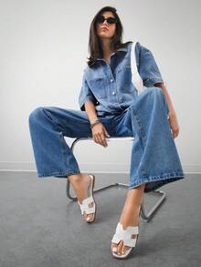 SHUZIA 女士舒适日常夏季度假休闲平底凉鞋 - 白色 - 查看 2