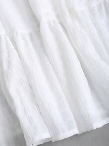 SHEIN Sweetro Women's Summer New Stylish Youthful Pleated Texture Tie-Up Bow A-Line Camisole Dress - White - View 3