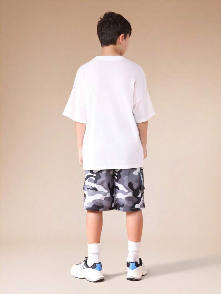Oversized Tee With Camo Shorts Set