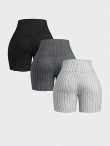 Airaco Women's Casual Comfortable Knight Print Ribbed Sports Shorts - Multicolor - View 3