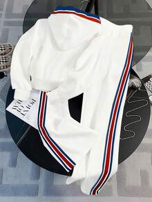 Franclia 常规款连帽长袖开衫上衣 + 直筒裤 - 白色 - 查看 2