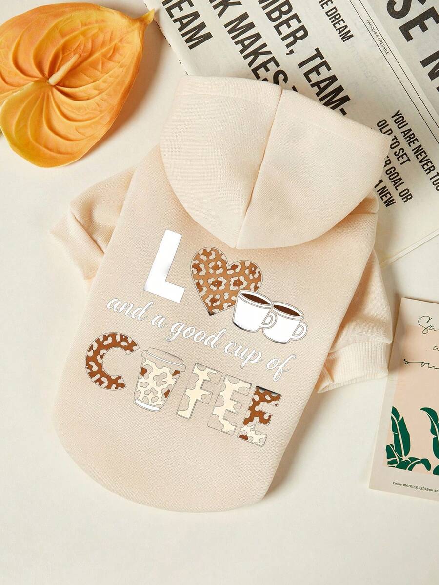PETSIN Áo hoodie in chữ cho thú cưng, màu be dày dặn ấm áp, thích hợp cho mùa thu đông. - Màu trắng - Xem 1