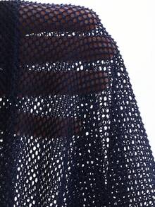 FRIFUL 纯色薄纱网眼字母数字印花叠层宽松休闲百搭上衣 春季长袖上衣 女款 - 藏蓝色 - 查看 8