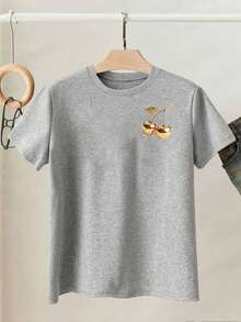 Resyla Áo thun nữ tay ngắn cổ tròn dáng suông, kiểu dáng thường ngày, đa năng, thích hợp cho mùa hè. - Xám - Xem 3