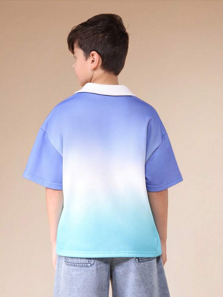 Ombre Gradient Polo With White Collar