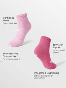 GLOWMODE 5 Pairs Socks Soft Ventilated Mesh With Embroidered Logo Workout Daily Casual - white + light pink + pink + rose red + fuchsia - View 5