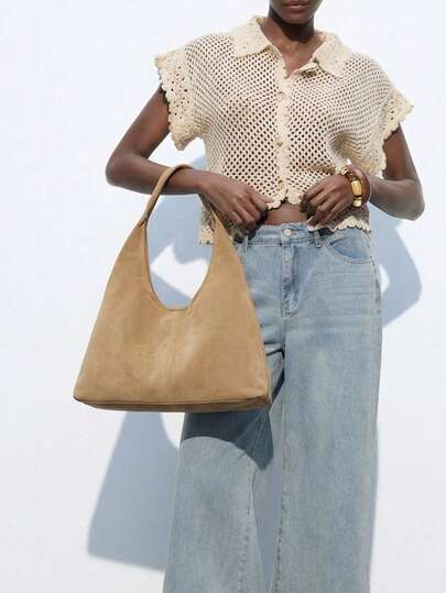 Maija 女士手提包、单肩包、流浪包，麂皮材质，时尚优雅，简约百搭，可个性化定制，经典百搭，适合通勤、办公、约会、日常、购物、下午茶等场合。