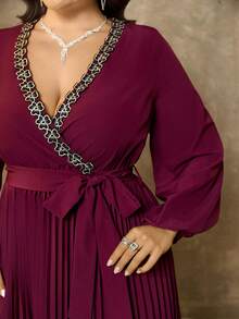 EMERY ROSE Váy mùa thu dệt kim cỡ lớn, thanh lịch và rộng rãi - Màu đỏ tím - Xem 5