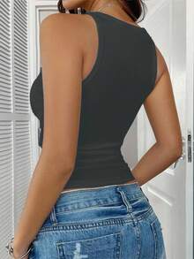 DrmWander Summer Casual Slim Fit Solid Color Plus Size Top Vest