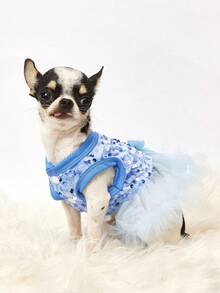 PETSIN 1pc Pet Universal Valentine's Day Sequin Mesh Princess Dress Dog Apparel - Light blue - View 6