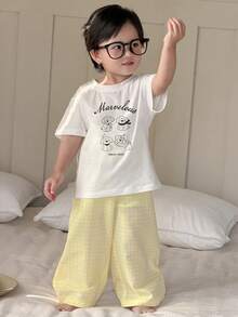 DAZY Toddler Boys' Cartoon Puppy Print Crew Neck 2 Pieces Pajama Set