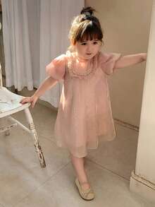 DAZY Toddler Girls' Floral Print Round Neck Party Birthday Dress