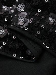 Livesso 亮片纹理紧身派对裙，适合女士嘉年华 - 黑色 - 查看 6