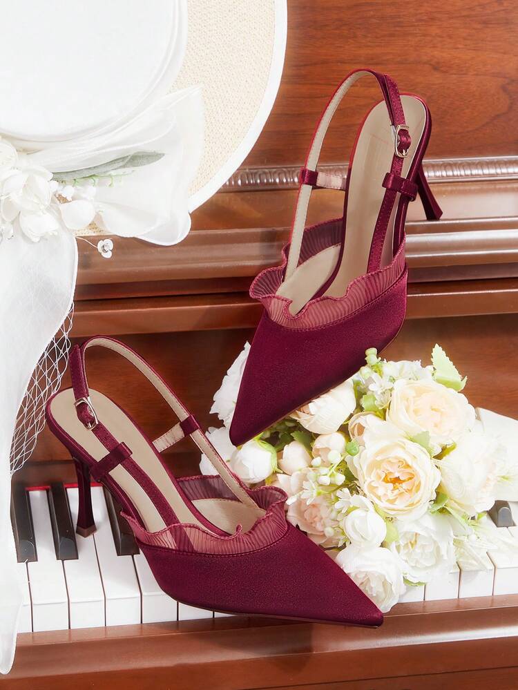 CUCCOO HITCHD Women's Pointed Toe Buckle Design Fashionable High Heels, Versatile For Daily Wear Wedding Shoes Summer Shoes Bride Shoes