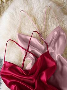 2pcs Women's Sexy Lace Patchwork Slit Maxi Dress Sleepwear Set - Multicolor - View 5