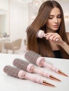 1 chiếc lược chải tóc ion gốm sứ chuyên nghiệp với công nghệ nano, thân bằng nhôm, răng lược bằng nylon, lông heo rừng, tay cầm tiện dụng, vật dụng cần thiết khi đi du lịch, phụ kiện tóc dành cho nữ, lược chải tóc, lược gỡ rối. - Hồng - Xem 2