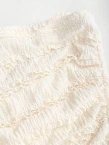 Sweetra Wrap Chest Slit Tie-Up Floral Dress, Waist Cinched Bodycon Slit Dress - Apricot - View 5